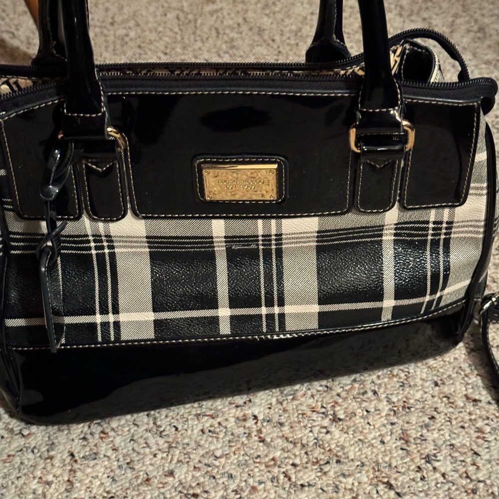 Tignanello black & white plaid purse.